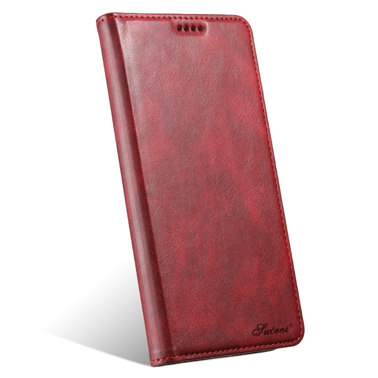 For iPhone 16 Suteni J02 Oil Wax Wallet Leather Phone Case(Red) - iPhone 16 Cases by Suteni | Online Shopping UK | buy2fix