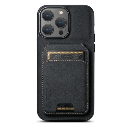 For iPhone 16 Pro Suteni H02 Litchi Leather Card Wallet Stand Back Phone Case(Black) - iPhone 16 Pro Cases by Suteni | Online Shopping UK | buy2fix