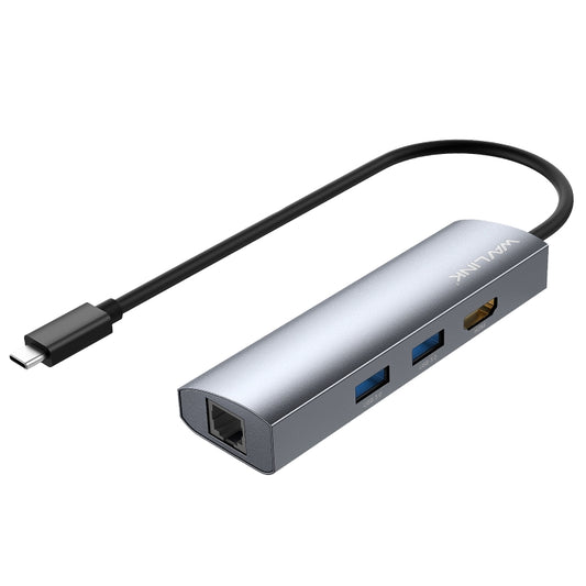 WAVLINK WL-UHP3408 USB HUB Adapter 4-in-1 Type-C to HD + 2xUSB3.0 + Gigabit RJ45 Docking Station - USB HUB by WAVLINK | Online Shopping UK | buy2fix