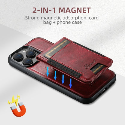 For iPhone 16 Suteni H17 Oil Eax Leather MagSafe Detachable Wallet Phone Case(Red) - iPhone 16 Cases by Suteni | Online Shopping UK | buy2fix