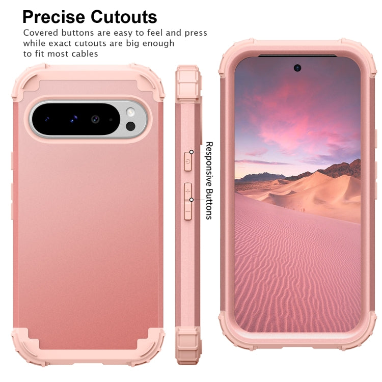 For Google Pixel 9 Pro XL 3 in 1 Silicone Hybrid PC Shockproof Phone Case(Rose Gold) - Google Cases by buy2fix | Online Shopping UK | buy2fix