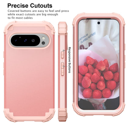 For Google Pixel 9 Pro 3 in 1 Silicone Hybrid PC Shockproof Phone Case(Rose Gold) - Google Cases by buy2fix | Online Shopping UK | buy2fix