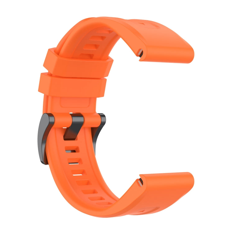 For Garmin Quatix 7 Pro Solid Color Black Buckle Silicone Quick Release Watch Band(Orange) - Watch Bands by buy2fix | Online Shopping UK | buy2fix