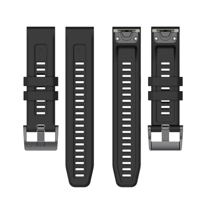 For Garmin Fenix 7 Pro Solid Color Black Buckle Silicone Quick Release Watch Band(Black) - Watch Bands by buy2fix | Online Shopping UK | buy2fix