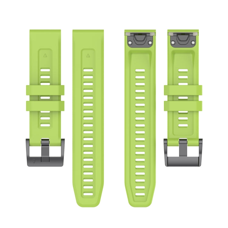 For Garmin Fenix 7 Pro Solid Color Black Buckle Silicone Quick Release Watch Band(Lime green) - Watch Bands by buy2fix | Online Shopping UK | buy2fix