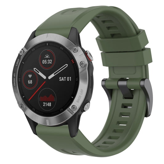 For Garmin Fenix 6 GPS Solid Color Black Buckle Silicone Quick Release Watch Band(Dark Green) - Watch Bands by buy2fix | Online Shopping UK | buy2fix