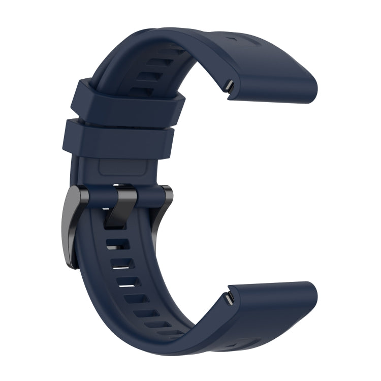 For Garmin Fenix 6 Pro GPS Solid Color Black Buckle Silicone Quick Release Watch Band(Dark Blue) - Watch Bands by buy2fix | Online Shopping UK | buy2fix