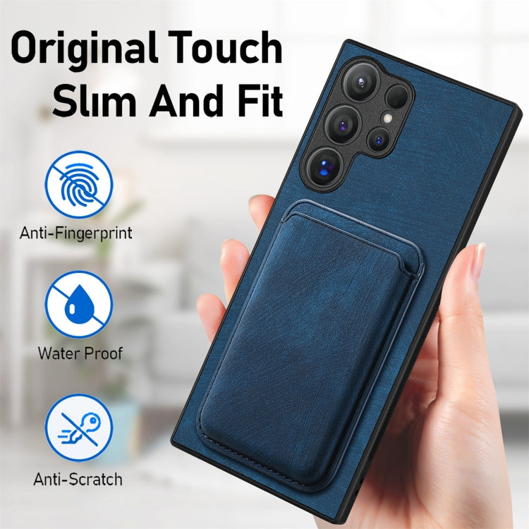 For Samsung Galaxy S25 Ultra 5G Retro Leather Card Bag Magnetic Phone Case(Blue) - Galaxy S25 Ultra 5G Cases by buy2fix | Online Shopping UK | buy2fix