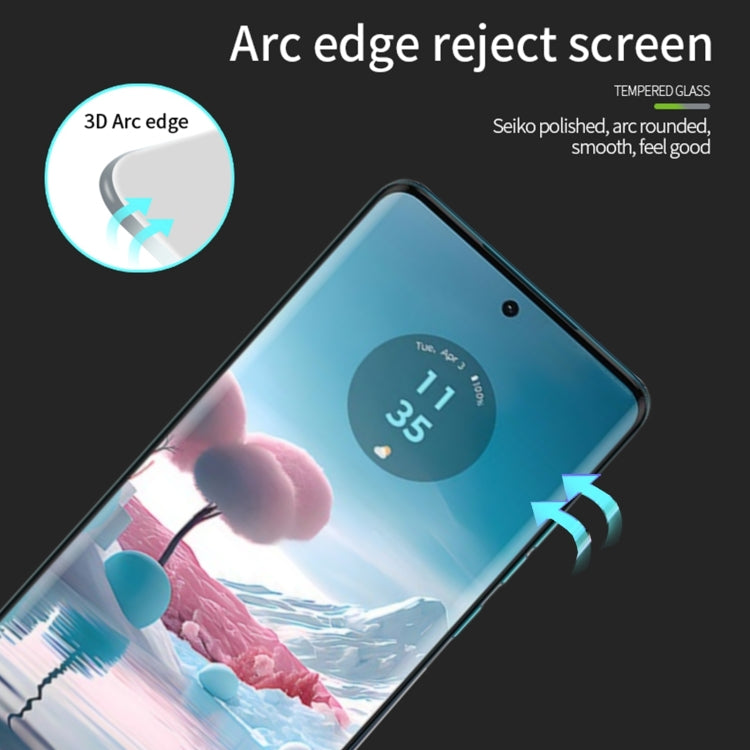 For Motorola Moto Edge 40 Neo PINWUYO 9H 3D Hot Bending Tempered Glass Film(Black) - Motorola Tempered Glass by PINWUYO | Online Shopping UK | buy2fix