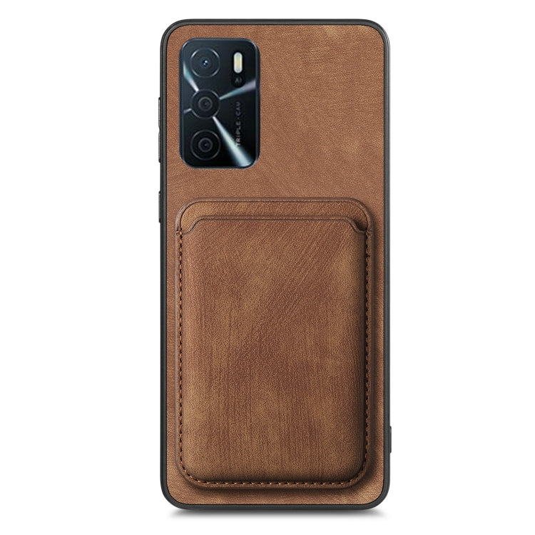 For OPPO A58 4G Retro Leather Card Bag Magnetic Phone Case(Brown) - OPPO Cases by buy2fix | Online Shopping UK | buy2fix