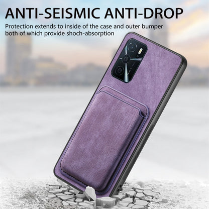 For OPPO Reno9 5G Retro Leather Card Bag Magnetic Phone Case(Purple) - OPPO Cases by buy2fix | Online Shopping UK | buy2fix