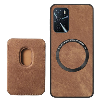 For OPPO A17 Retro Leather Card Bag Magnetic Phone Case(Brown) - OPPO Cases by buy2fix | Online Shopping UK | buy2fix