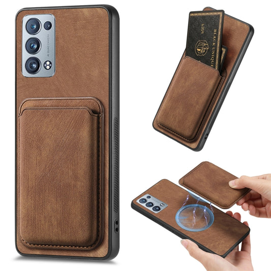 For OPPO Reno6 Pro+ Retro Leather Card Bag Magnetic Phone Case(Brown) - OPPO Cases by buy2fix | Online Shopping UK | buy2fix