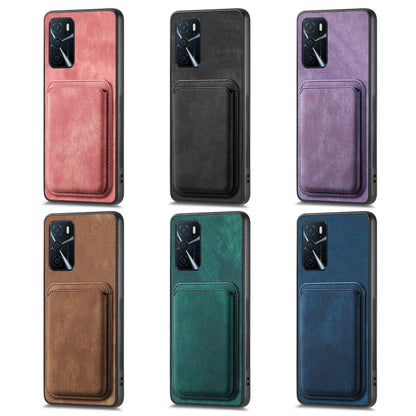 For OPPO Reno8 5G Retro Leather Card Bag Magnetic Phone Case(Purple) - OPPO Cases by buy2fix | Online Shopping UK | buy2fix