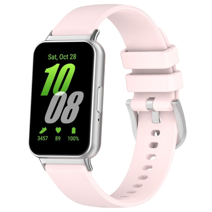 For Samsung Galaxy Fit 3 SM-R390 Metal Connector Liquid Glossy Silicone Watch Band(Light Pink) - Watch Bands by buy2fix | Online Shopping UK | buy2fix