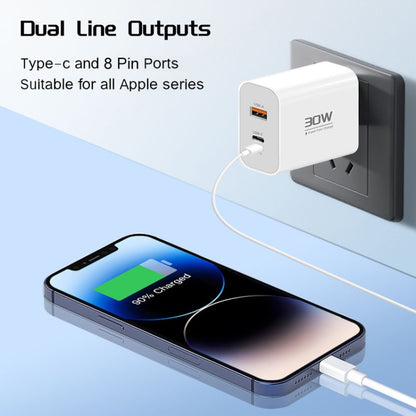 PD30W USB-C / Type-C + 8 Pin + USB-A Reverse Charger Suitable for iPhone Series(UK Plug) - USB Charger by buy2fix | Online Shopping UK | buy2fix