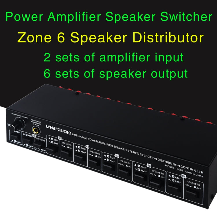 B06 82 In 6 Out Power Amplifier Speaker Selector 6 Region Stereo Speaker Switcher -  by buy2fix | Online Shopping UK | buy2fix