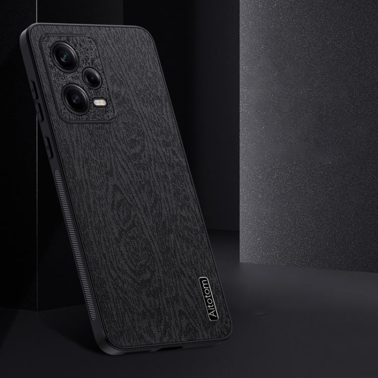 For Xiaomi Redmi Note 12 Pro 5G Tree Bark Leather Shockproof Phone Case(Black) - Xiaomi Cases by buy2fix | Online Shopping UK | buy2fix