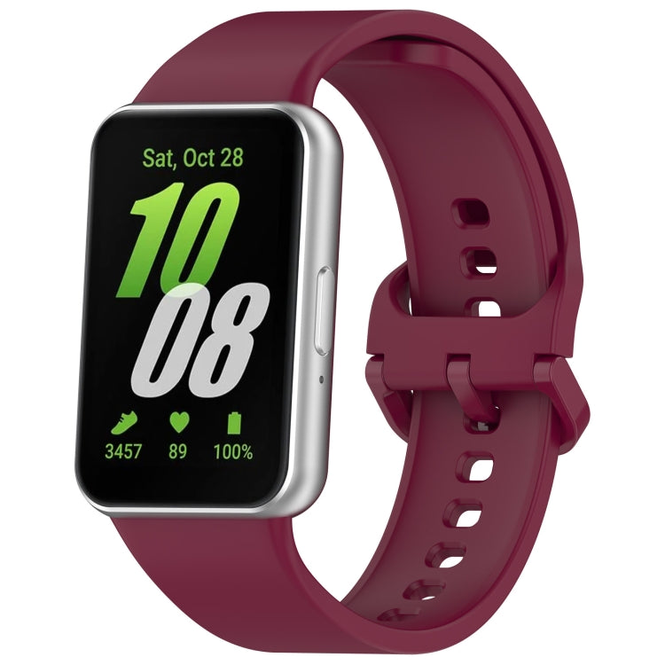 For Samsung Galaxy Fit 3 Solid Color Colorful Buckle Silicone Watch Band(Wine Red) - Watch Bands by buy2fix | Online Shopping UK | buy2fix