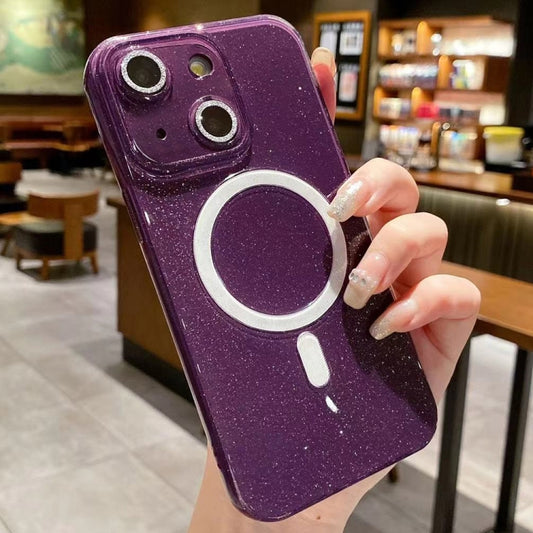 For iPhone 14 Plus / 15 Plus Jelly Glitter Solid Color MagSafe TPU Phone Case(Night Purple) - iPhone 15 Plus Cases by buy2fix | Online Shopping UK | buy2fix