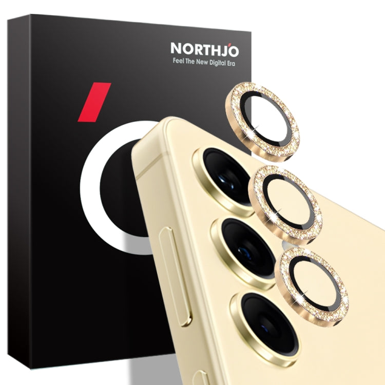 For Samsung Galaxy S24+ 5G NORTHJO Camera Lens Bling Glitter Metal Ring Tempered Glass Film(Gold) - Galaxy S24+ 5G Tempered Glass by NORTHJO | Online Shopping UK | buy2fix