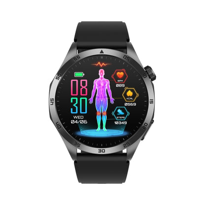 ET485 1.43 inch Color Screen Smart Watch Silicone Strap, Support Bluetooth Call / Micro-physical Examination(Black) - Smart Watches by buy2fix | Online Shopping UK | buy2fix