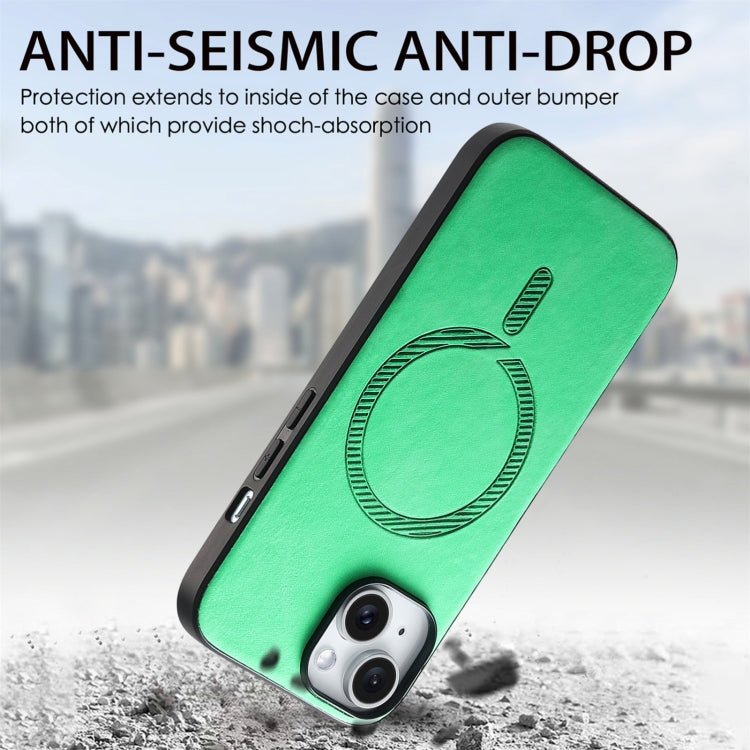 For iPhone 16 Pro Max Solid Color Retro Magsafe PU Back Cover Phone Case(Green) - More iPhone Cases by buy2fix | Online Shopping UK | buy2fix