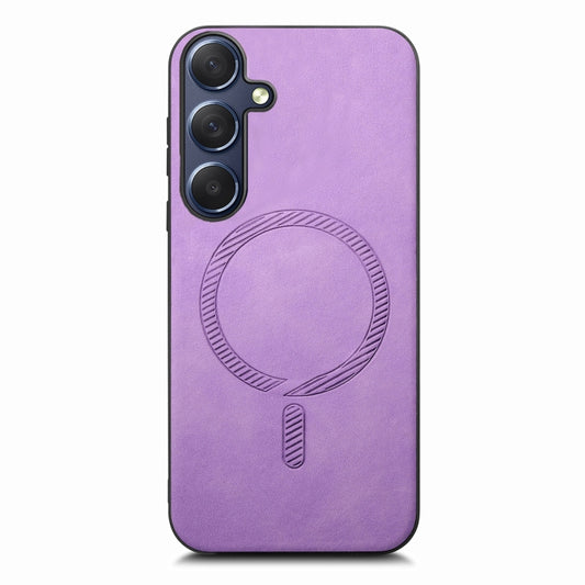 For Samsung Galaxy S24+ 5G Solid Color Retro Magsafe PU Back Cover Phone Case(Purple) - Galaxy S24+ 5G Cases by buy2fix | Online Shopping UK | buy2fix