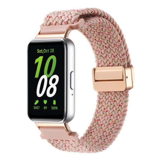 For Samsung Galaxy Fit3 Magnetic Buckle Nylon Braid Watch Band(Pink Sand) - Watch Bands by buy2fix | Online Shopping UK | buy2fix