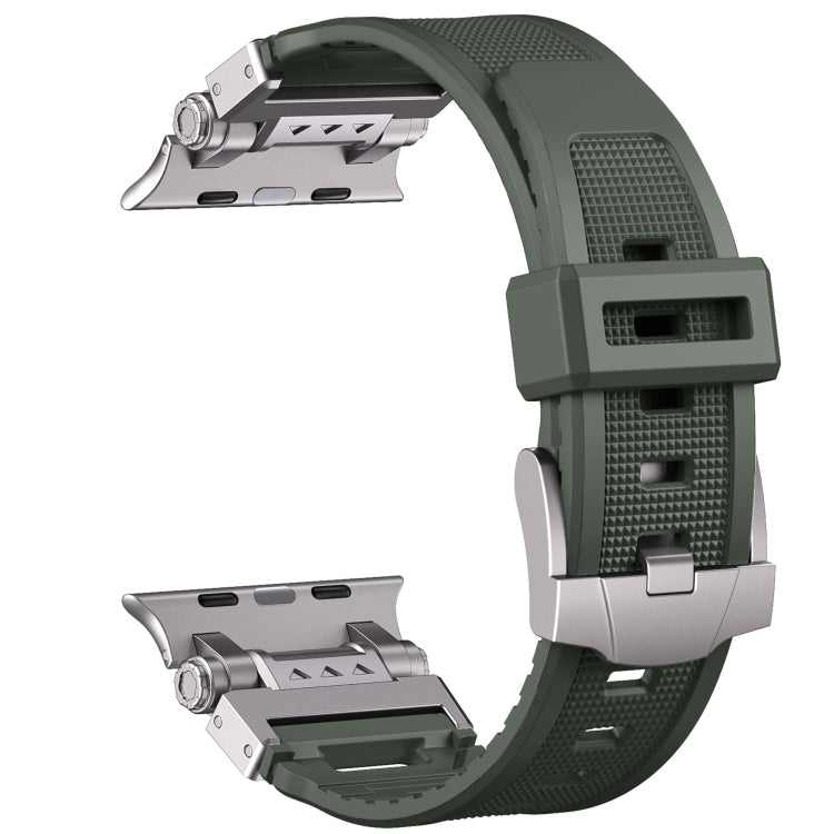 For Apple Watch Series 7 45mm Silicone Armor Mecha Head Watch Band(Green) - Watch Bands by buy2fix | Online Shopping UK | buy2fix