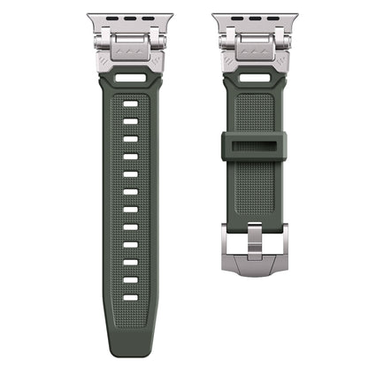 For Apple Watch Series 6 44mm Silicone Armor Mecha Head Watch Band(Green) - Watch Bands by buy2fix | Online Shopping UK | buy2fix