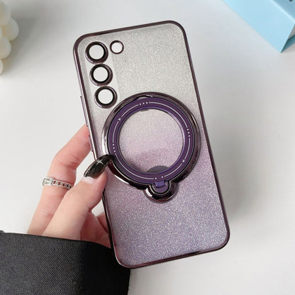 For Samsung Galaxy S22+ 5G Rotation MagSafe Holder Gradient Glitter TPU Phone Case(Night Purple) - Galaxy S22+ 5G Cases by buy2fix | Online Shopping UK | buy2fix
