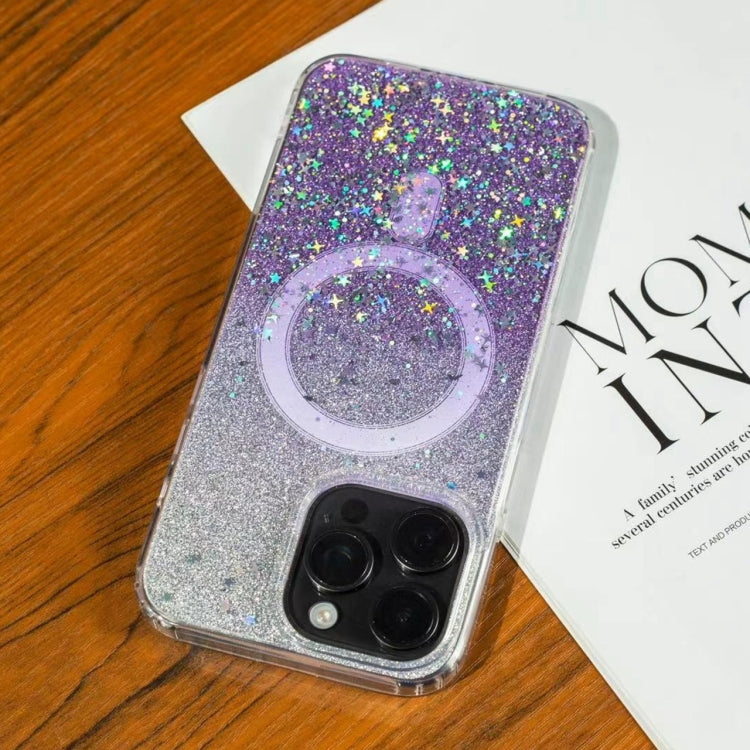 For iPhone  12 Pro Gradient Glitter Starry MagSafe Phone Case(Gradient Purple) - iPhone 12 / 12 Pro Cases by buy2fix | Online Shopping UK | buy2fix