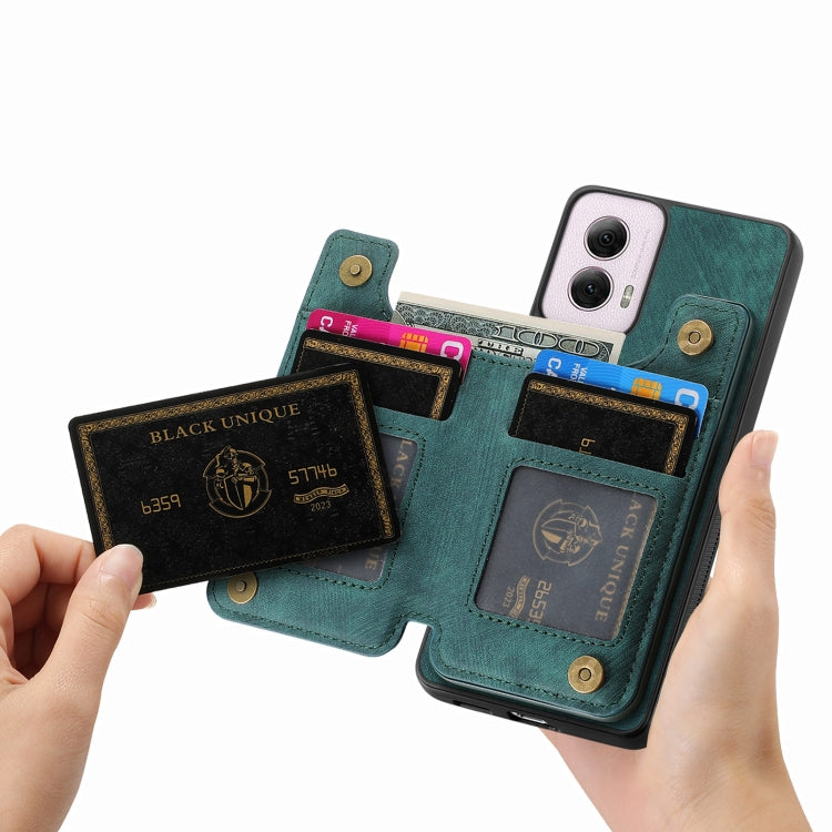 For Motorola G Power 5G 2024 Retro Leather Zipper Wallet Back Phone Case(Green) - Motorola Cases by buy2fix | Online Shopping UK | buy2fix