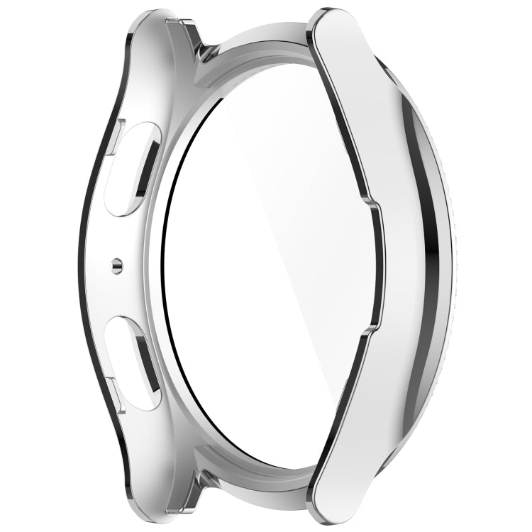 For Samsung Galaxy Watch 7 44mm Single Row Diamond PC + Tempered Film Integrated Watch Protective Case(Silver) - Watch Cases by buy2fix | Online Shopping UK | buy2fix