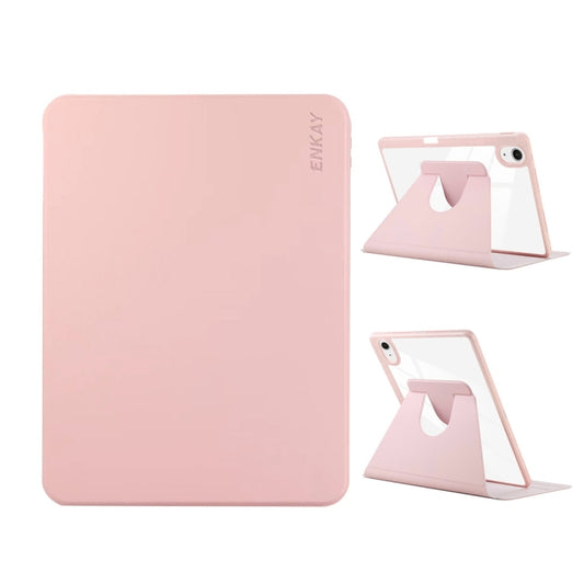 For iPad Pro Air 11 2024 ENKAY 360 Rotation PMMA Leather Smart Tablet Case with Pen Slot(Pink) - iPad Air 13 2024 Cases by ENKAY | Online Shopping UK | buy2fix