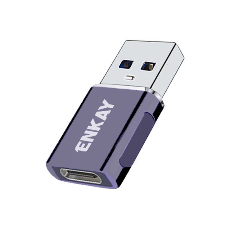 ENKAY ENK-AT119 Aluminium Alloy Male USB 3.0 to Female Type-C Data Adapter Converter Support Fast Charging(Grey) - Type-C Adapter by ENKAY | Online Shopping UK | buy2fix