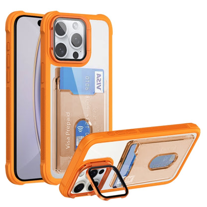 For iPhone 16 Pro Max Card Bag Holder Acrylic Hybrid TPU Phone Case(Orange) - iPhone 16 Pro Max Cases by buy2fix | Online Shopping UK | buy2fix