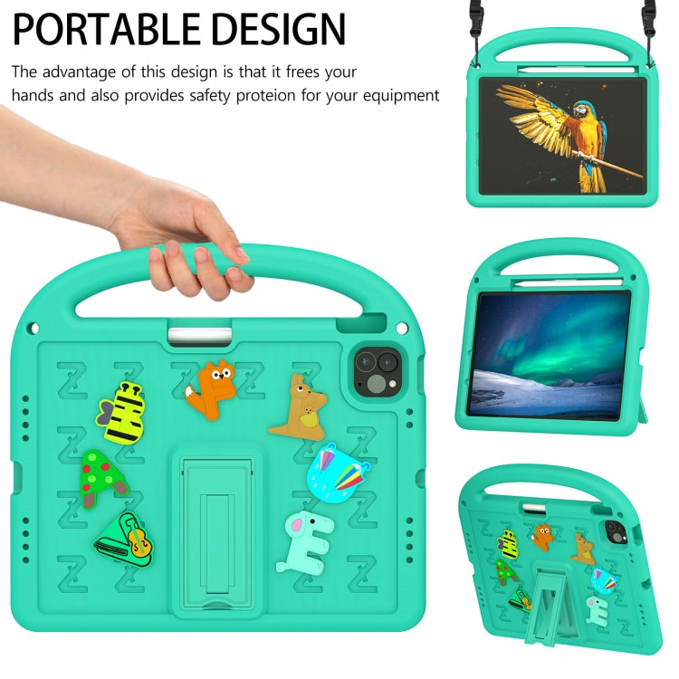 For iPad Air 11 2024 Cartoon Sparrow EVA Shockproof Tablet Case(Glacier Green) - iPad Air 11 2024 Cases by buy2fix | Online Shopping UK | buy2fix