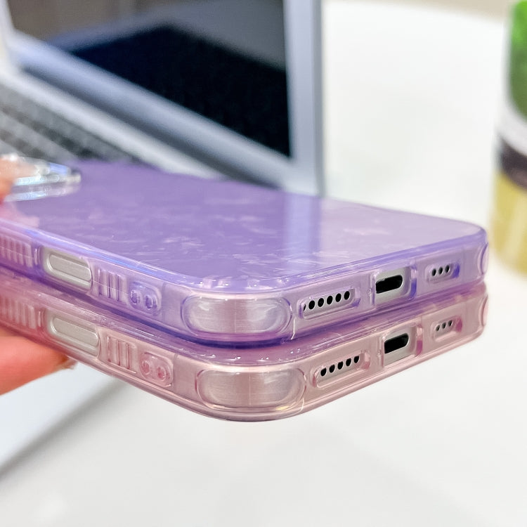 For iPhone 16 Plus Plating Glitter Texture TPU Phone Case with Lens Film(Purple Feathers) - iPhone 16 Plus Cases by buy2fix | Online Shopping UK | buy2fix