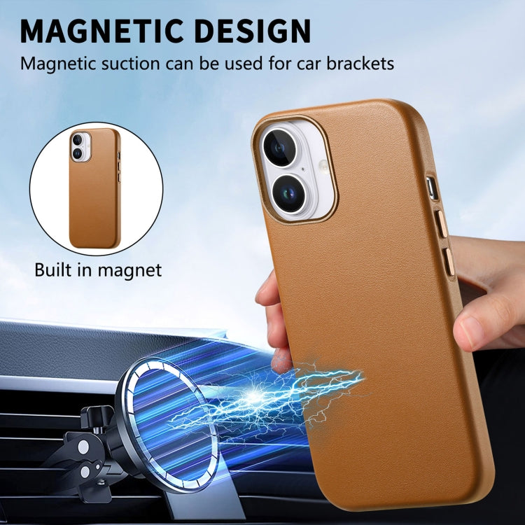 For iPhone 16 Plus Electroplated Metal Button Shockproof Phone Case(Brown) - iPhone 16 Plus Cases by buy2fix | Online Shopping UK | buy2fix