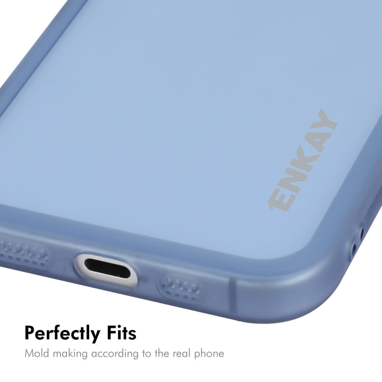 For iPhone 16 ENKAY Hat-Prince Translucent Matte TPU Phone Case with Lens Film + 9H Big Arc Edge Film(Blue) - iPhone 16 Cases by ENKAY | Online Shopping UK | buy2fix