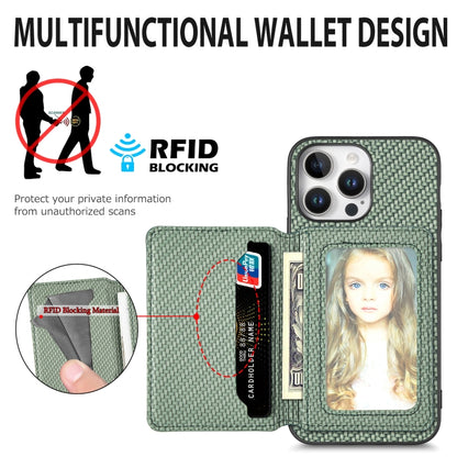 For iPhone 16 Pro Max Carbon Fiber Magnetic Card Wallet RFID Blocking Phone Case(Brown) - iPhone 16 Pro Max Cases by buy2fix | Online Shopping UK | buy2fix