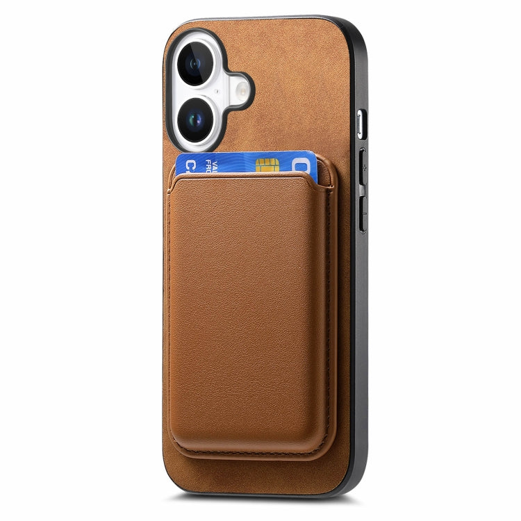 For iPhone 16 Retro Magsafe Card Bag PU Back Cover Phone Case(Brown) - iPhone 16 Cases by buy2fix | Online Shopping UK | buy2fix