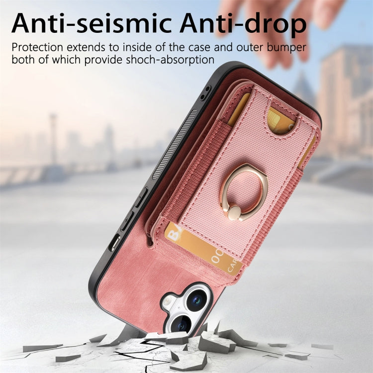 For iPhone 16 Retro Splitable Magnetic Stand Card Bag Leather Phone Case(Pink) - iPhone 16 Cases by buy2fix | Online Shopping UK | buy2fix