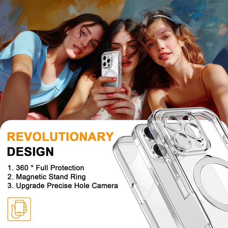 For iPhone 16 Pro Max Skin Feel MagSafe Holder 360 Full Body Phone Case(Transparent) - iPhone 16 Pro Max Cases by buy2fix | Online Shopping UK | buy2fix