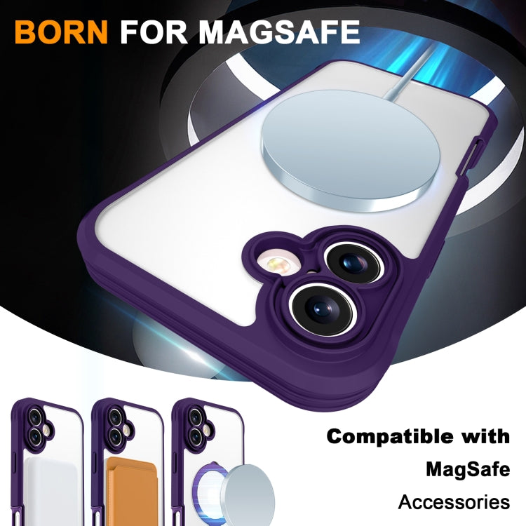 For iPhone 16 Skin Feel Magsafe Holder 360 Full Body Phone Case(Purple) - iPhone 16 Cases by buy2fix | Online Shopping UK | buy2fix