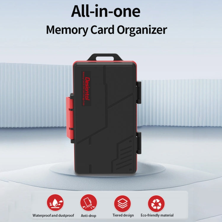 SD / TF / XQD / CF / SIM / TF Memory Card Multi-in-one Waterproof Dust-proof Storage Box(Black Red) - Card Case by buy2fix | Online Shopping UK | buy2fix