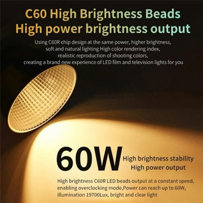 C60R 60W RGB Stage Lamp Professional Video Photography COB Fill Light, Plug:US Plug - Selfie Light by buy2fix | Online Shopping UK | buy2fix