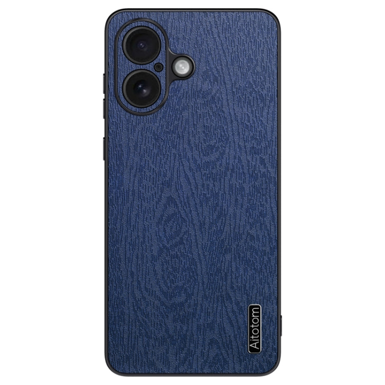 For iPhone 16 Plus Tree Bark Leather Shockproof Phone Case(Blue) - iPhone 16 Plus Cases by buy2fix | Online Shopping UK | buy2fix